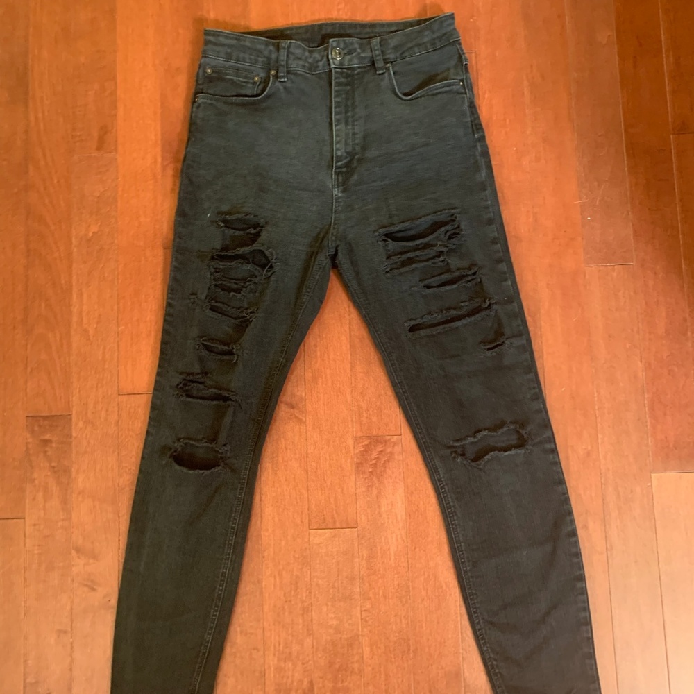 High Waisted Zara Ripped Black Skinny Jeans - Picture 4 of 4